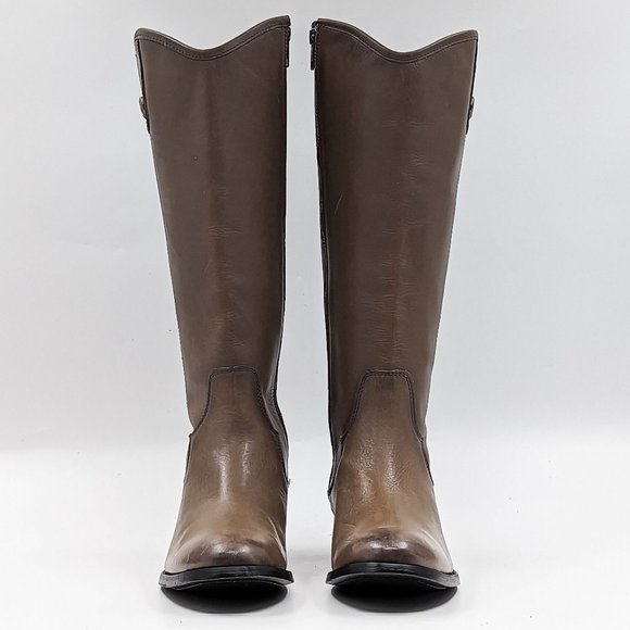 Frye Women Melissa Button Inside Zip Leather Stone Grey Riding Boots size 6 - Picture 2 of 12